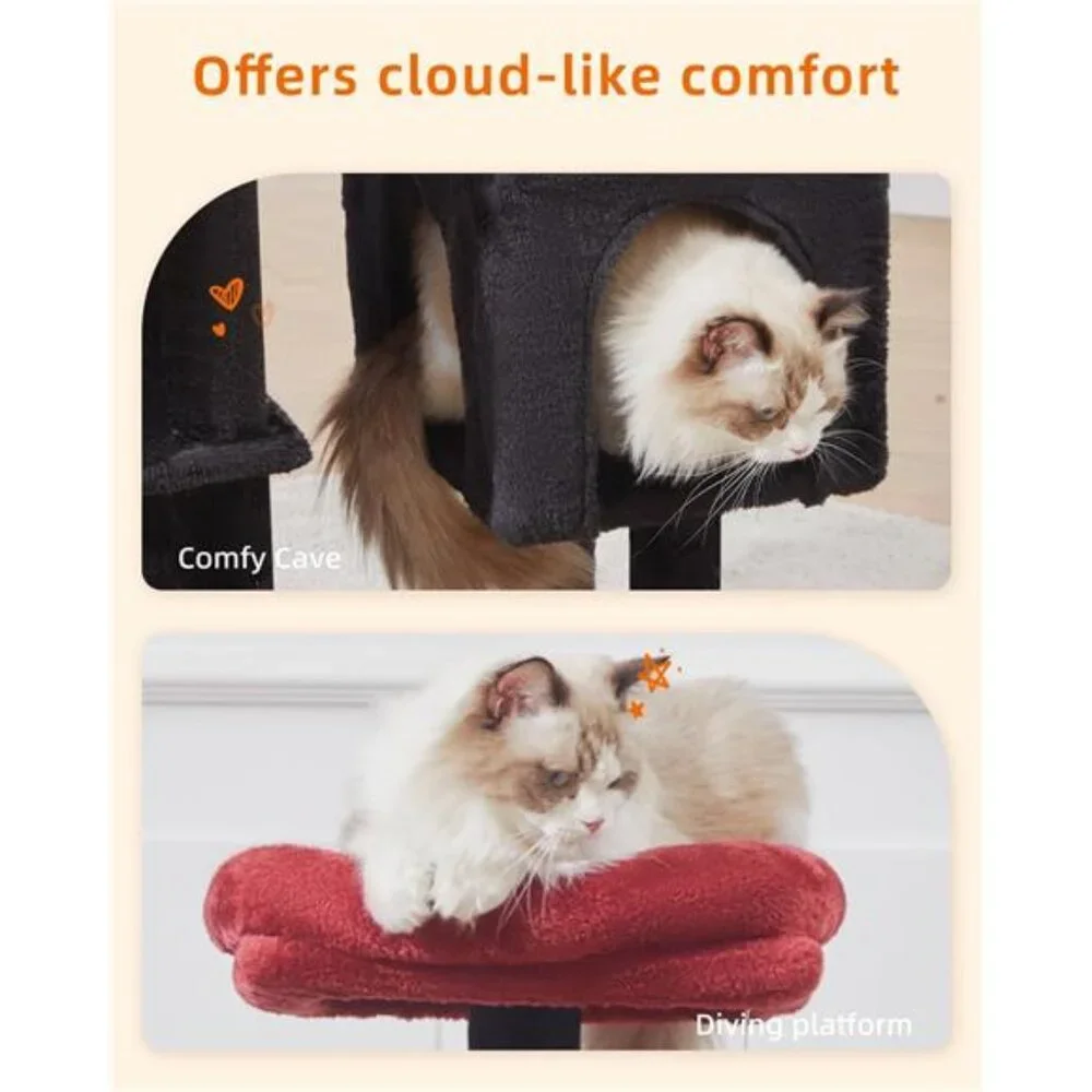 Gothic Cat Tree Tower Cat Condo with 5 Scratching Post, 39.4In